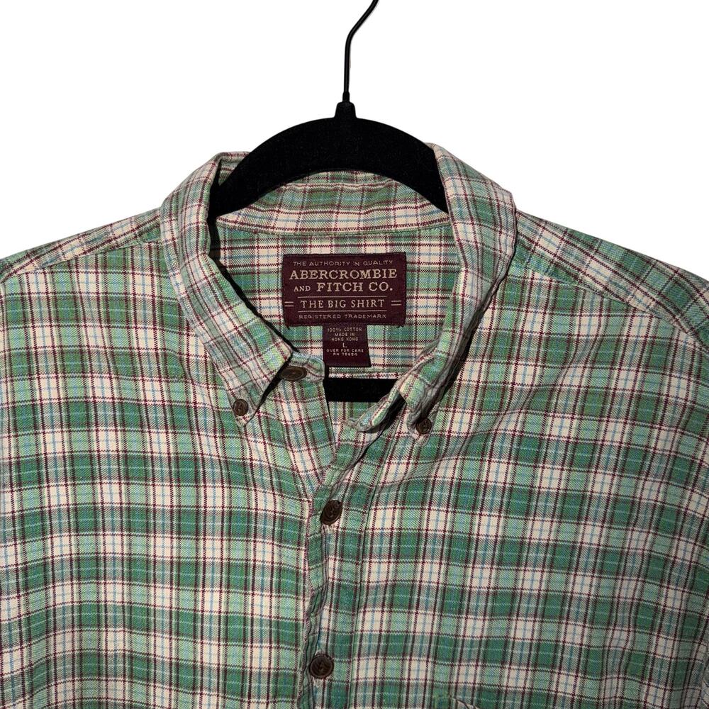 Vintage 90s Abercrombie & Fitch The Big Shirt Plaid Button Up Green Large